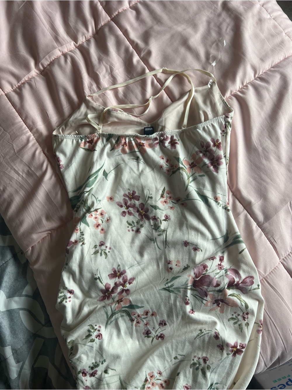 Floral Slip Dress with Pink & Green Bouquet Print - Picture 3 of 5